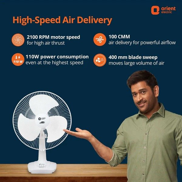 ORIENT 16" TABLE 27 HIGH SPEED TABLE FAN ( White)