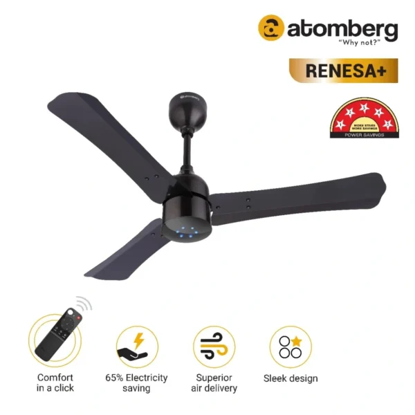 ATOMBERG 36″ RENESA+ REMOTE CONTROL CEILING FAN (Earth Brown) 1 Atomberg 36″ Renesa+ Remote Control Ceiling Fan (Earth Brown)
