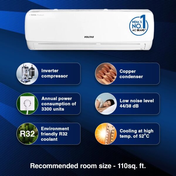 VOLTAS 1 TON 3 STAR INVERTER SPLIT AC2 Voltas 1 Ton 3 Star Inverter Split Ac (123v Vectra Elegant)